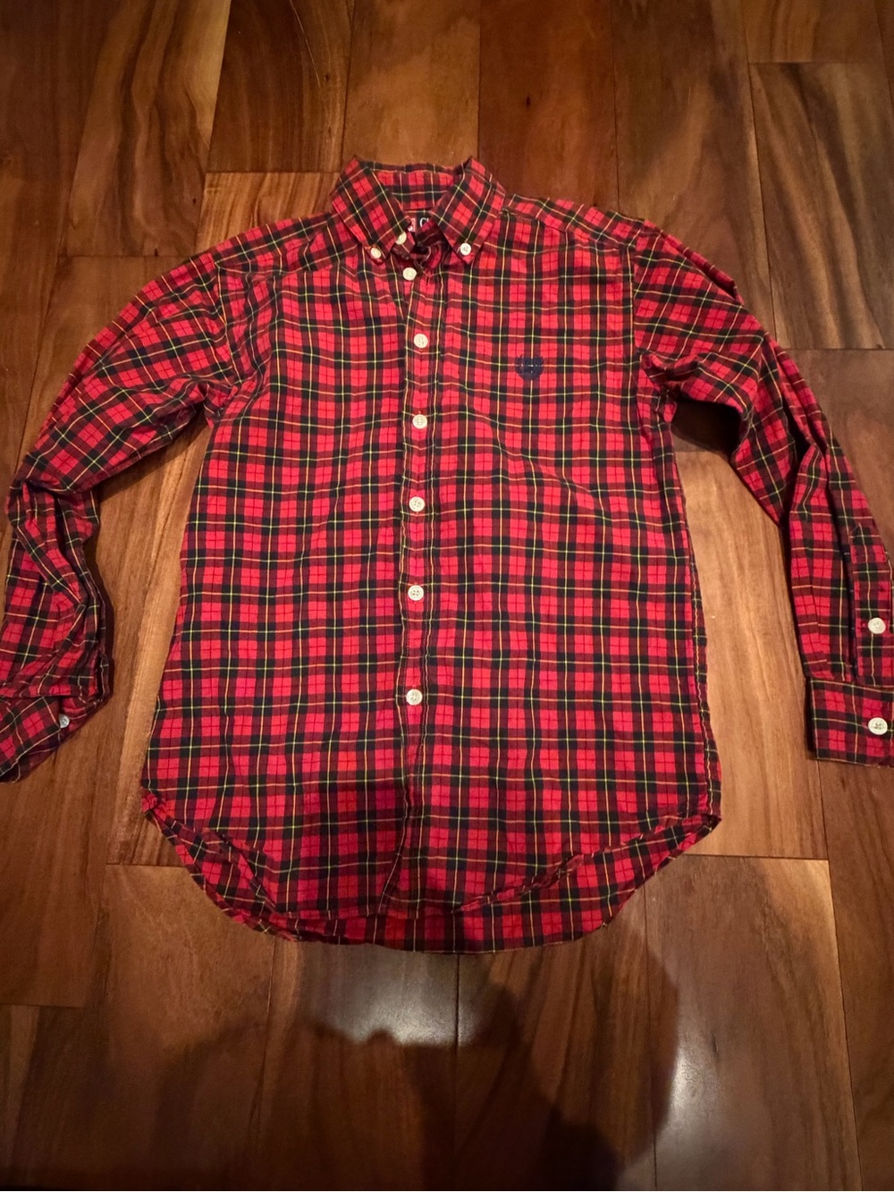 Boys Red Plaid Button-Down Shirt